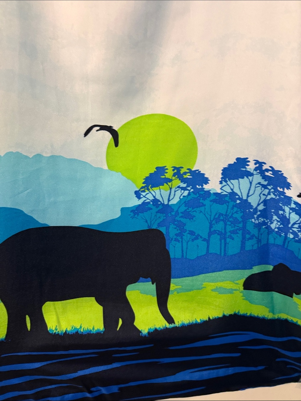 Woman’s size 14 crown & ivy White Dress with Blue and Green Elephant Scene - Picture 5 of 6